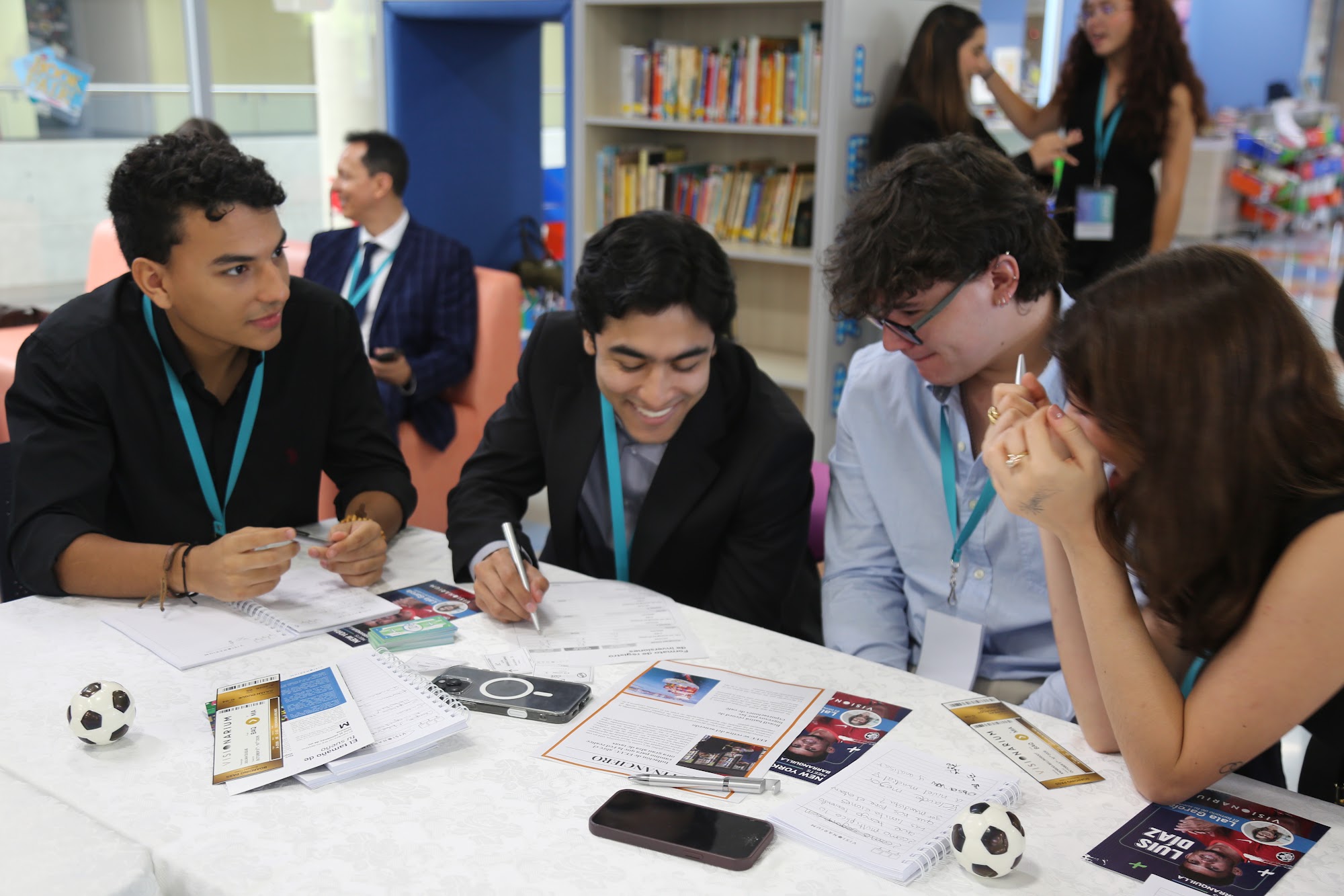 Students laughing together during the workshop.