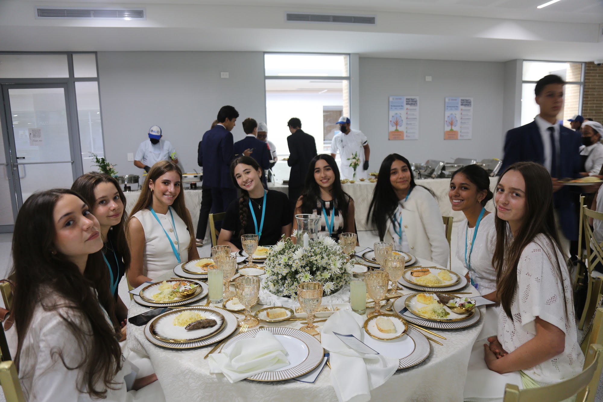 Students at their table during lunch.